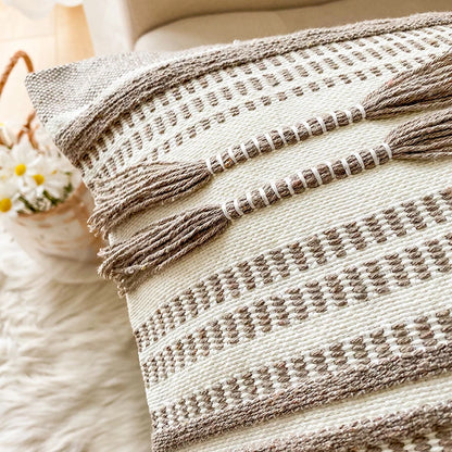Home Decor Cushion Cover Throw Pillow Cover Yellow Grey Coffee Pink Boho Style Tassels for Living Room Bed Room 45x45cm/30x50cm