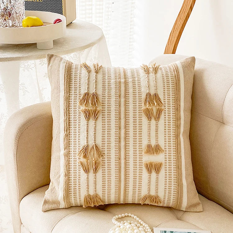 Home Decor Cushion Cover Throw Pillow Cover Yellow Grey Coffee Pink Boho Style Tassels for Living Room Bed Room 45x45cm/30x50cm