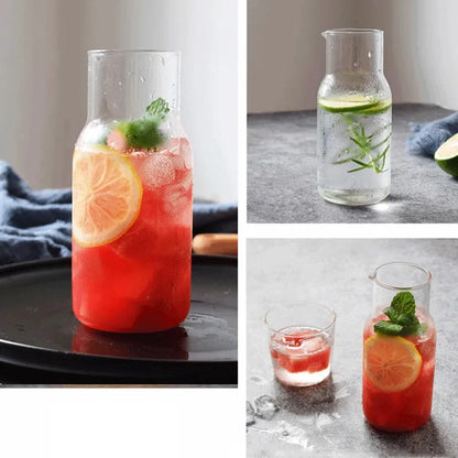 400/550ml Bedside Cold Kettle Glass Cup Set Heat-resistant Water Jug Milk Juice Cup Bedroom Nightstand Glass Mouthwash Bottle