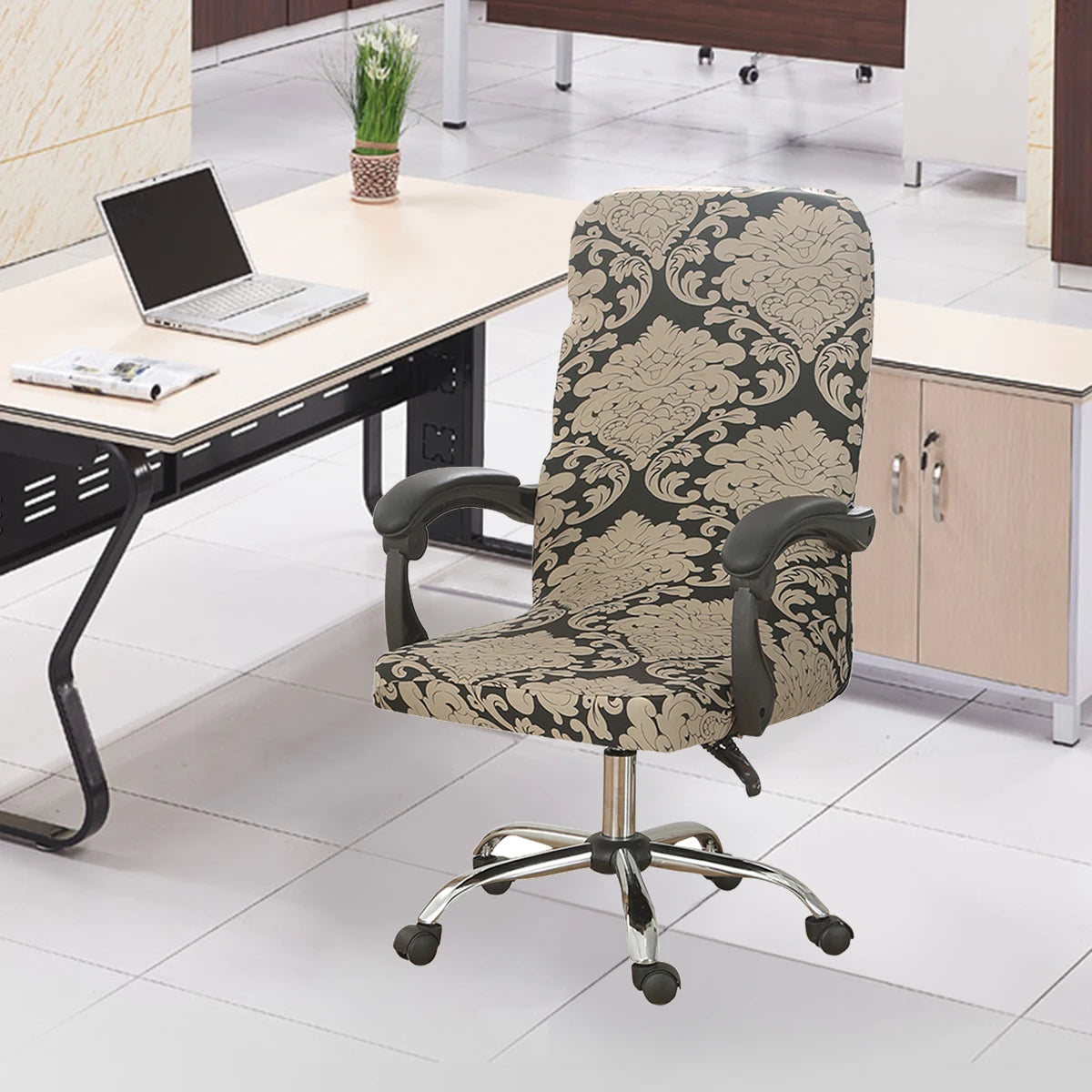 Computer Office Chair Cover Universal Chair Stretch Rotating Spandex Slipcovers Stretch Case for Swivel Chair Armchair Work Seat