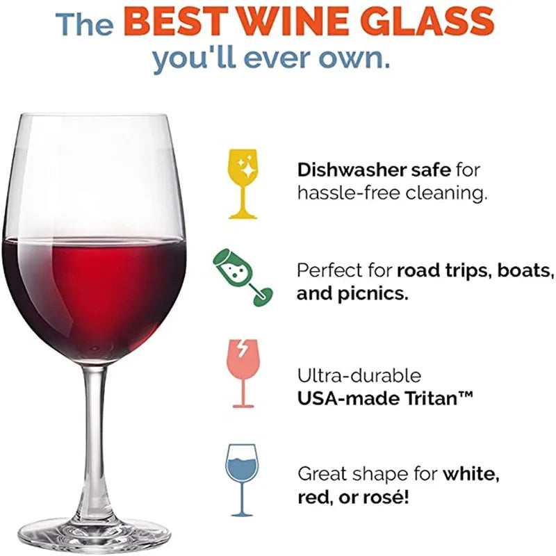 2Pcs Tritan Plastic Red Wine Glass Unbreakable Wine Goblet Cocktail Glass For Home Wedding Party Travel Picnic Juice Wine Cups