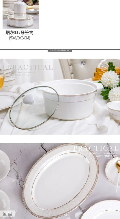 porcelain dinner set 60 pcs jingdezhen ceramics chinese dishes dishes set  Rice Bowl Salad Noodles Bowl Dinnerware Set Tableware