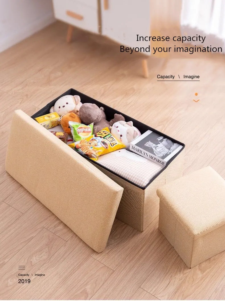 Multifunctional Household Storage Stool Fashion Chair Living Room Ottoman Padded Stools Home Furniture Solid Color Sofa Chair