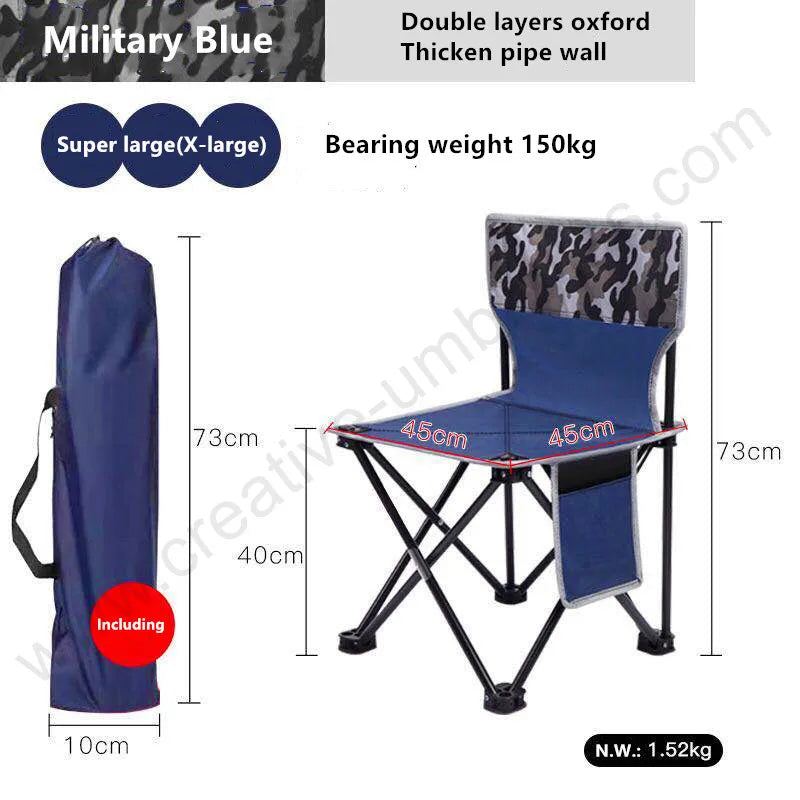Bearing 150kg waterproof tensile 600D oxford outdoor collapsible compact foldable fishing traveling carrying away  beach chair