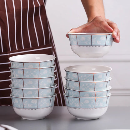 10pcs/set Chinese Dining Room Ceramic Tableware  4.5*inch Deep Jingdezhen Bone China Porcelain Dinnerware Rice bowl ceramic bowl