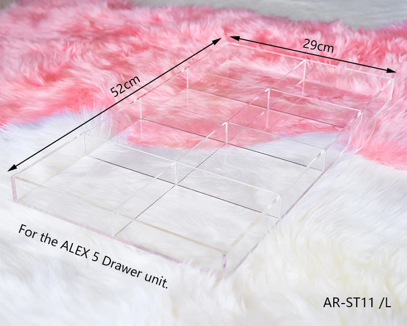 ANON DIY Drawer Grid Tray For ALEX 5 And 9 Drawers,Acrylic Customizable in-Drawer Makeup Storage Organizer Grid Tray, Adjustable