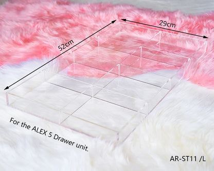 ANON DIY Drawer Grid Tray For ALEX 5 And 9 Drawers,Acrylic Customizable in-Drawer Makeup Storage Organizer Grid Tray, Adjustable