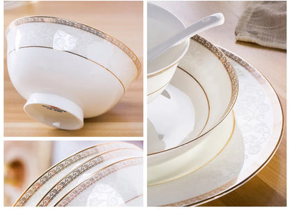 porcelain dinner set 60 pcs jingdezhen ceramics chinese dishes dishes set  Rice Bowl Salad Noodles Bowl Dinnerware Set Tableware