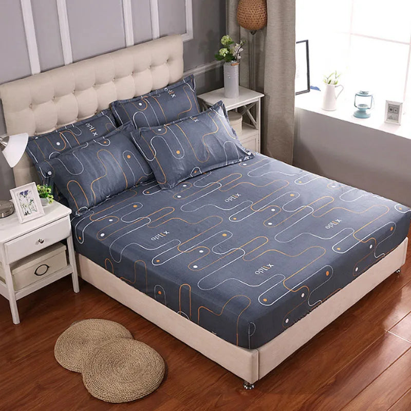 Fitted Sheet Mattress Cover Polyester Printing Bedding Linens Bed Sheets With Elastic Band Double Queen Size Bedsheet 180X200 CM