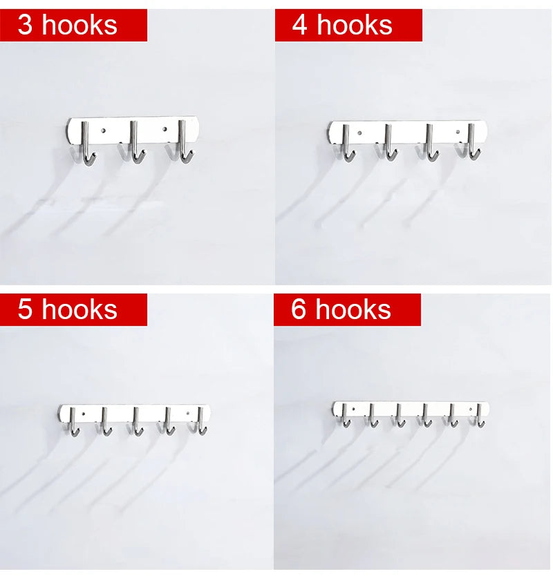 304 Stainless Steel Hook Punch-free Hooks Bathroom Towel Hook Strong Seamless Kitchen Hooks Metal Storage Rack Organizer WB 083