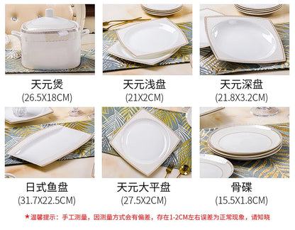 porcelain dinner set 60 pcs jingdezhen ceramics chinese dishes dishes set  Rice Bowl Salad Noodles Bowl Dinnerware Set Tableware