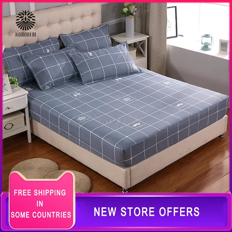 Fitted Sheet Mattress Cover Polyester Printing Bedding Linens Bed Sheets With Elastic Band Double Queen Size Bedsheet 180X200 CM