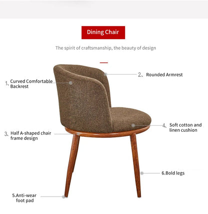Dining Room Chairs Nordic Style Dining Table With Chairs Set Furniture Cotton Linen Solid Wood Hotel Kitchen Restaurant Stool