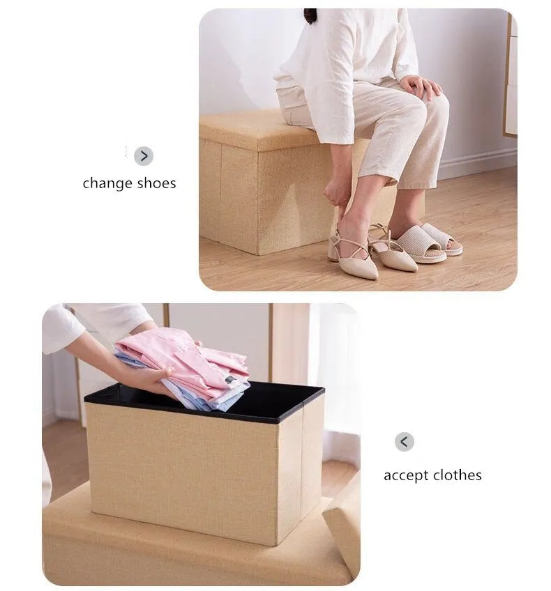 Multifunctional Household Storage Stool Fashion Chair Living Room Ottoman Padded Stools Home Furniture Solid Color Sofa Chair