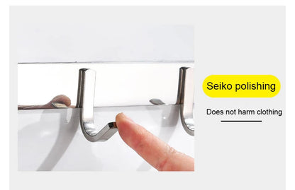 304 Stainless Steel Hook Punch-free Hooks Bathroom Towel Hook Strong Seamless Kitchen Hooks Metal Storage Rack Organizer WB 083