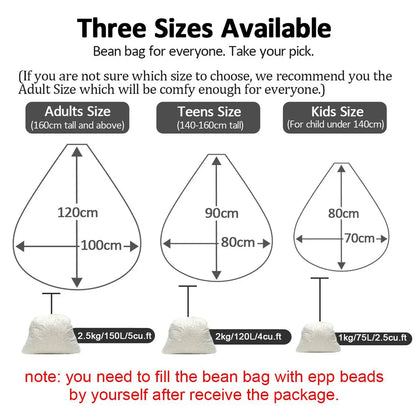 Large Small Lazy BeanBag Sofas Cover Chairs without Filler Linen Cloth Lounger Seat Bean Bag Pouf Puff Couch Tatami Living Room