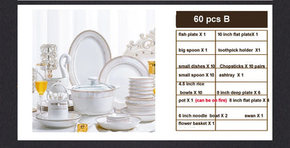 porcelain dinner set 60 pcs jingdezhen ceramics chinese dishes dishes set  Rice Bowl Salad Noodles Bowl Dinnerware Set Tableware