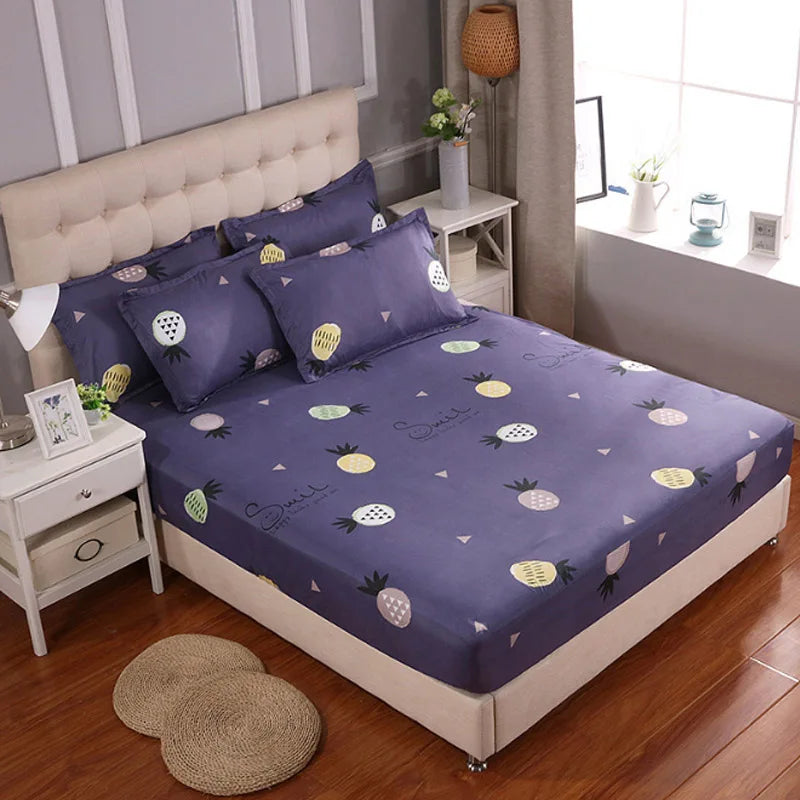 Fitted Sheet Mattress Cover Polyester Printing Bedding Linens Bed Sheets With Elastic Band Double Queen Size Bedsheet 180X200 CM