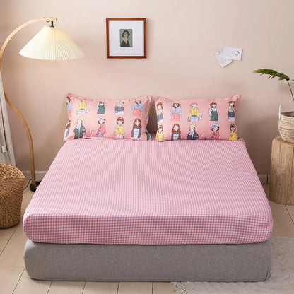 Luxury Flower Bed Sheet +Pillowcase Mattress Covers Fitted Sheet Sets With Elastic
