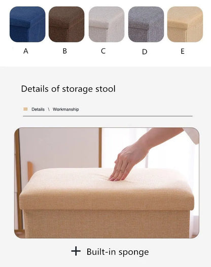 Multifunctional Household Storage Stool Fashion Chair Living Room Ottoman Padded Stools Home Furniture Solid Color Sofa Chair