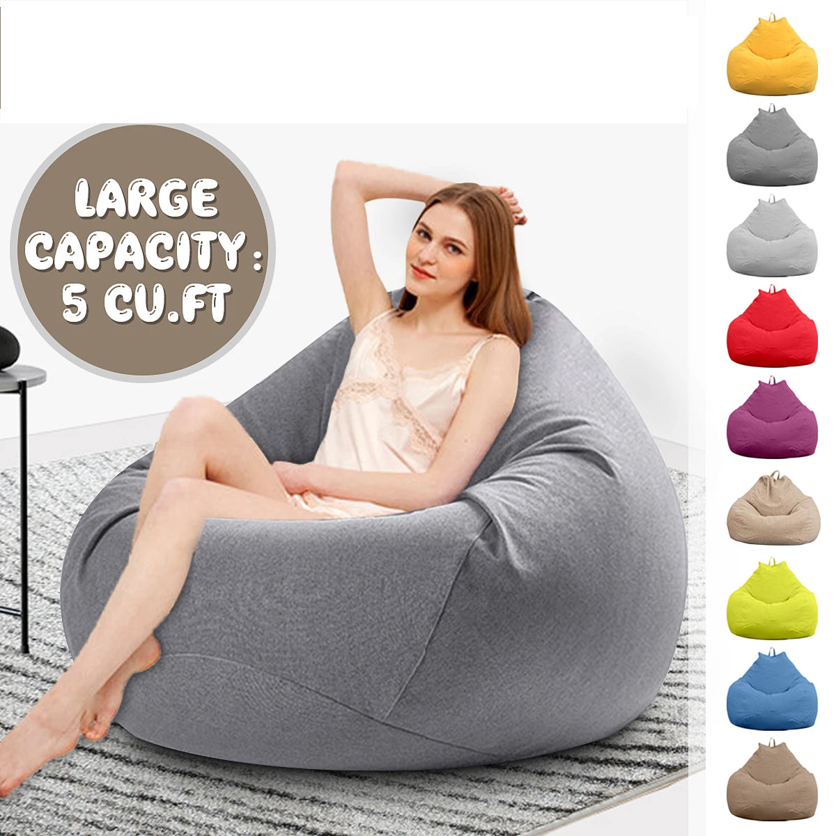 Large Small Lazy BeanBag Sofas Cover Chairs without Filler Linen Cloth Lounger Seat Bean Bag Pouf Puff Couch Tatami Living Room