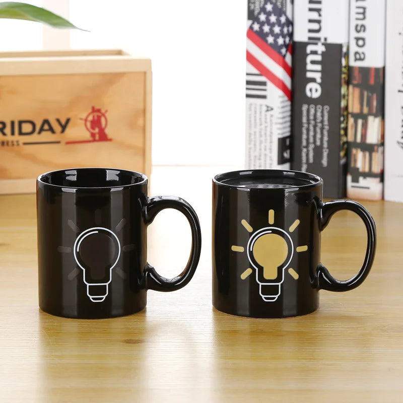 Creative Battery Magic Mug Positive Energy Color Changing Cup Ceramic Discoloration Coffee Tea Milk Mugs Novelty Gifts 12 style