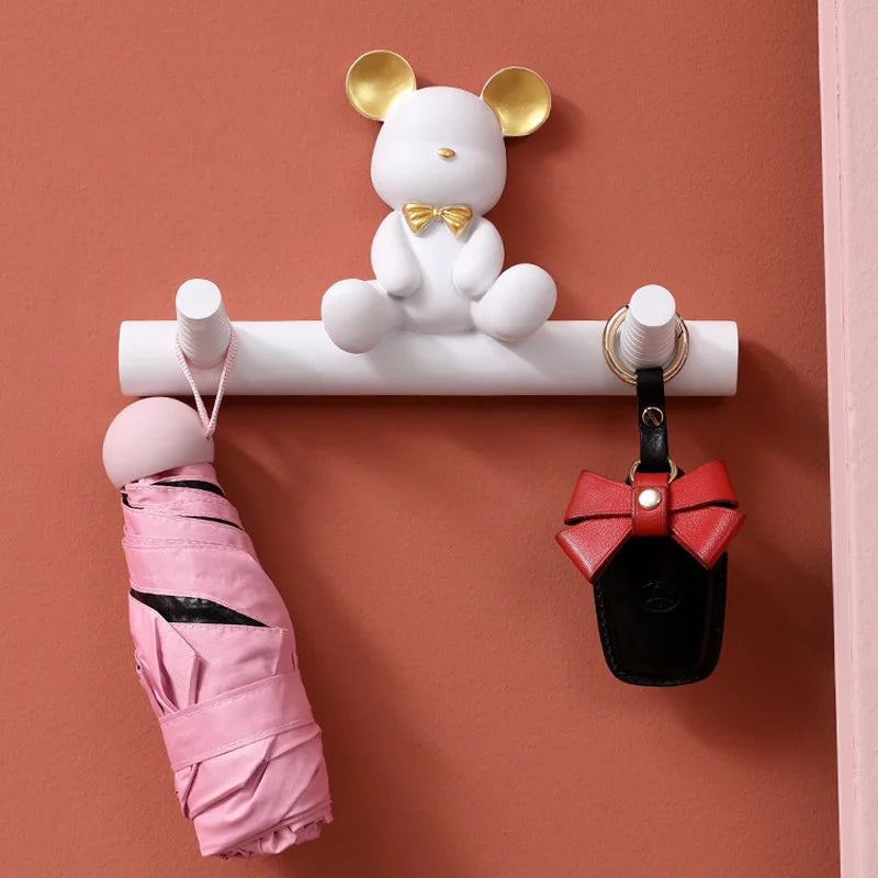 Cartoon Bear Hook Porch Key Hook Clothes Rack Wall Coat Keychain Bathroom Accessories Holder Hook Hat Clothes Display Stands