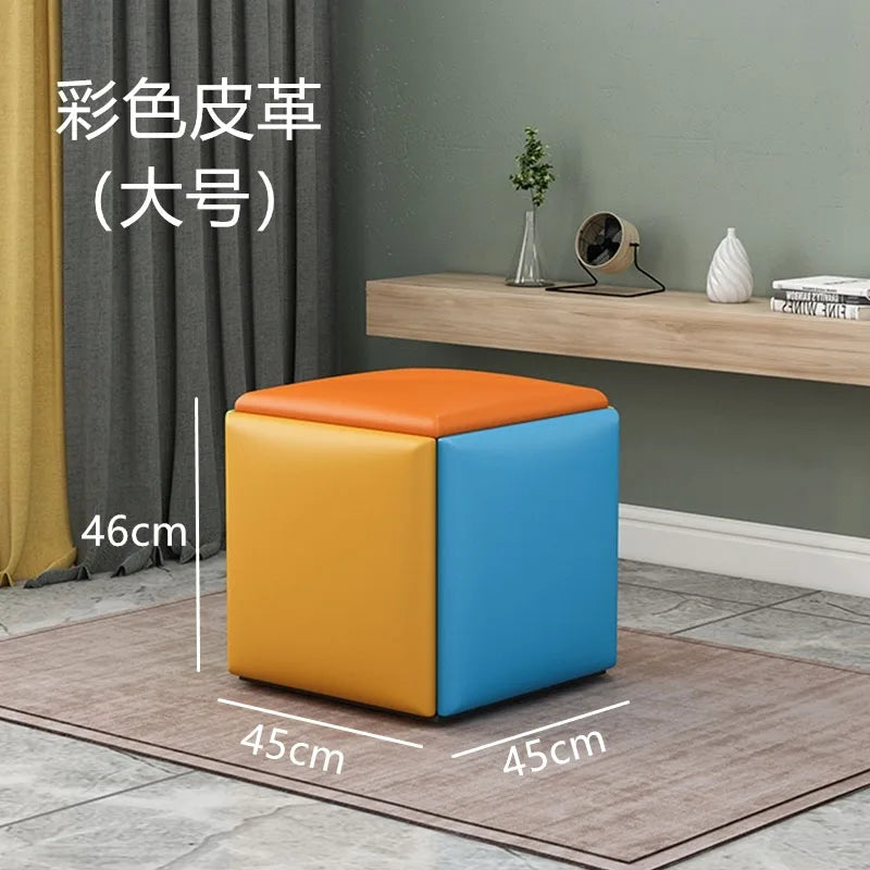 Nordic Furniture 5 In 1 Sofa Soft Stool Cube Storage Folding Shoe Bench Coffee Table Chairs For Kitchen Living Room Stools
