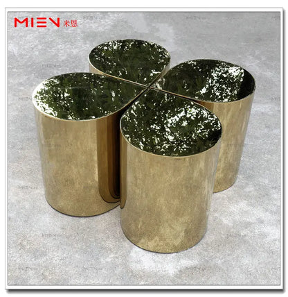 Fresh Four-Leaf Clover Tea Table Tear Drop Coffee Table Brushed Bronze Craft Adler Shaped Sofa Side Table