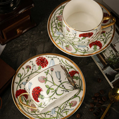 Russian Royal Porcelain Lomonosov Cartoon Rabbit Gold Plated Bone China Coffee Cup and Saucer Gift Box Gift Coffee Cup Set