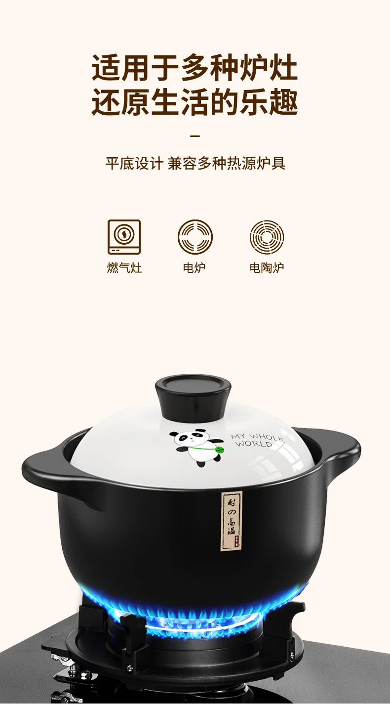 Chinese High Temperature Resistant Household Casserole Cooking Pot Cookware Set Ceramic Hot Pot Food Warmer 1-6L