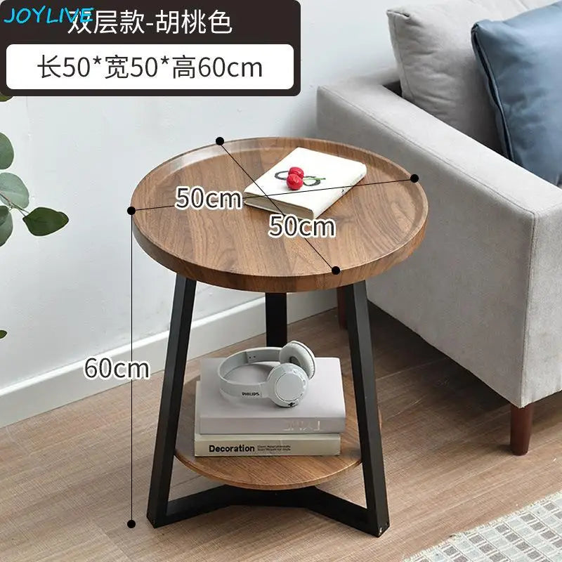 JOYLIVE Tea Table Simple Modern Sofa Side Table Household Round Double-layer Side Table 2022 New Dropshipping