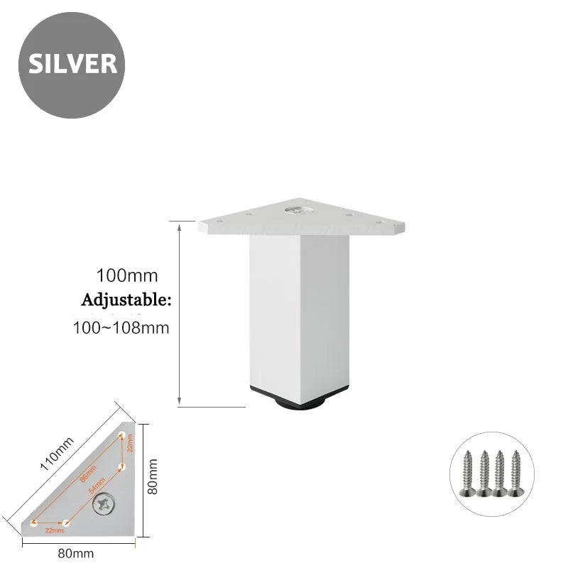4PCS Furniture Leg Aluminum Triangular Square Sofa Leg with Screw Thickening Metal Furniture Feet Bathroom Cabinet Coffee Table