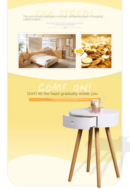 Nordic Furniture White Bedside Table Small Coffee Tables Living Room Modern Balcony Bedroom Cylinder Sofa Side Corner Movable