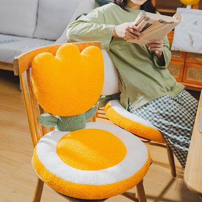 Ins Cute Tulip Sun Flower Seat Back Cushion Living Room Sofa Decorative Throw Pillow Soft Office Chair Cushion Home Decor Pillow