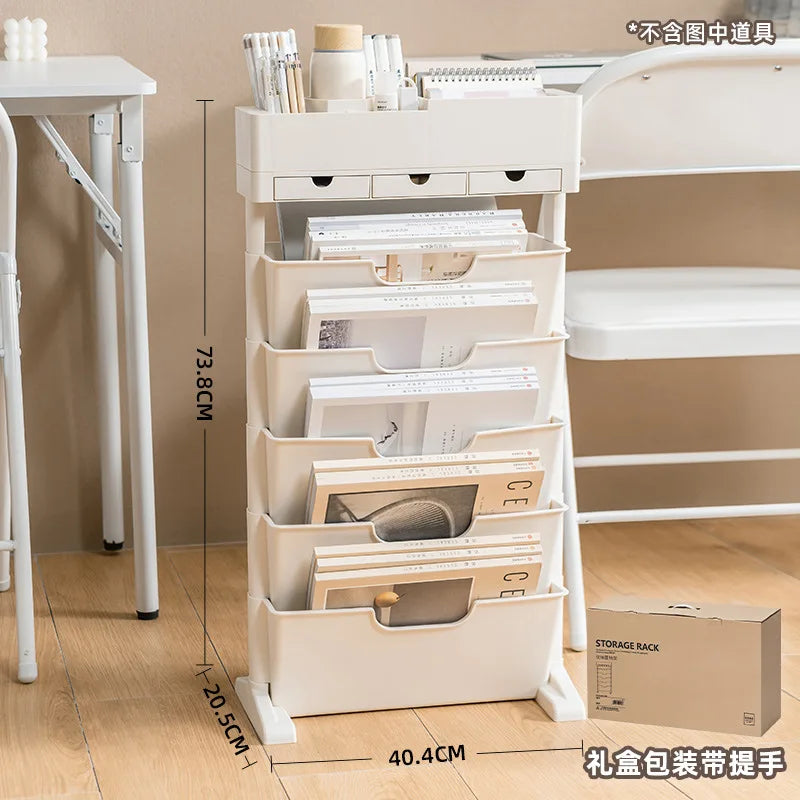 Classroom Desk Storage Shelf Sub-study Movable Large-capacity Bookshelf Children's Room Book Storage Artifact