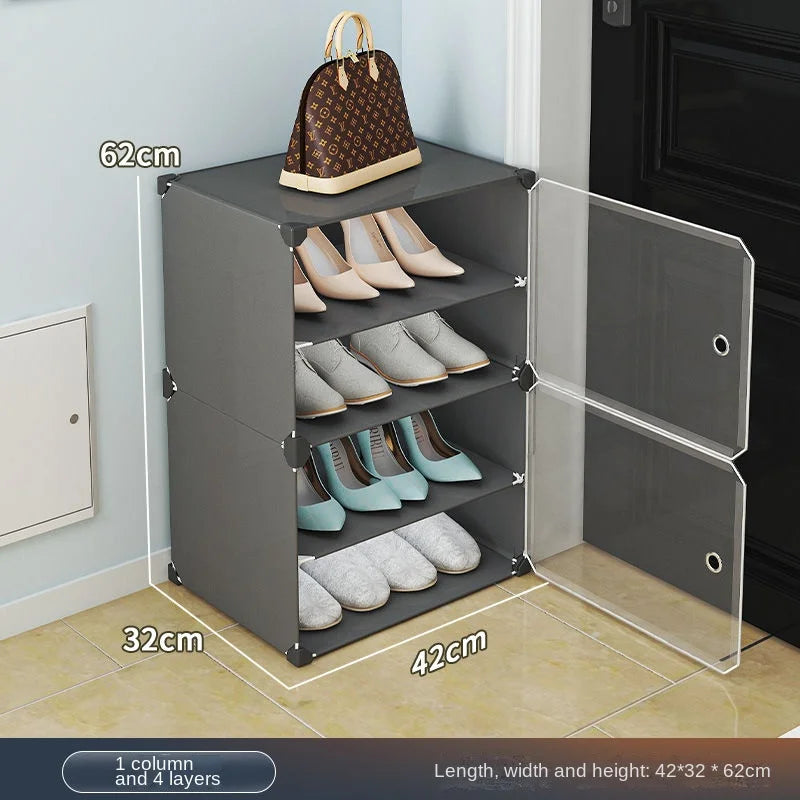 Small-Scale Foldable Cabinets For Home Living Room Multilayer Large Space Shelf Student Dormitory Dust Proof Shoe Storage Rack
