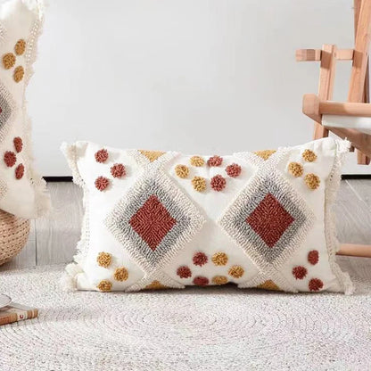 Boho Style Cushion cover Ivory Burt Orang Decoration Pillow Cover 45x45cm/30x50cm Tufted for Living room Bedroom Sofa Bed Couch