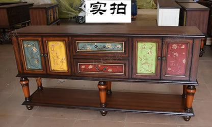 European-Style Solid Wood Console Table American Country Side Cabinet 1.6 M Side View Table Window Side Desk