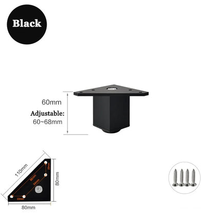 4PCS Furniture Leg Aluminum Triangular Square Sofa Leg with Screw Thickening Metal Furniture Feet Bathroom Cabinet Coffee Table