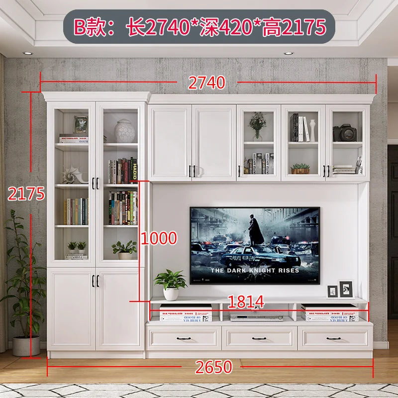 Nordic Living Room Overall TV Cabinet Unit Wall Background Wall Cabinet Modern Minimalist Small Apartment