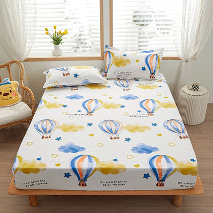 1pc 100% polyester printing bed mattress set with four corners and elastic band sheets hot sale(pillowcases need order)