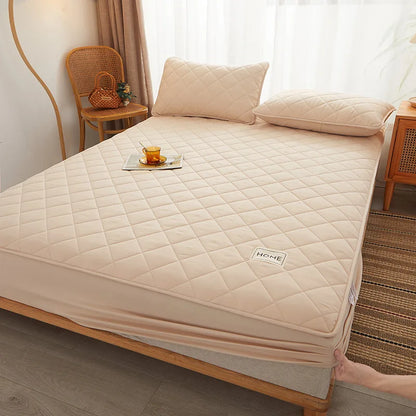 Cotton Thicken Quilted Mattress Cover Anti-bacterial Mattress Protector Topper Pad Soft Fitted Sheet Not Including Pillowcase