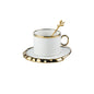 Light Luxury Ceramic Mug Dining Room Desktop Golden Stroke Cup and Saucer Set Creative Breakfast Milk Cups Home Decoration