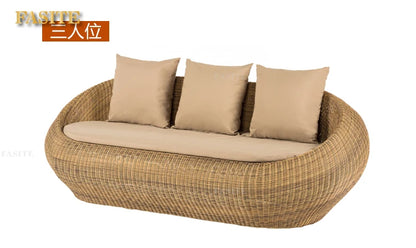 Outdoor rattan sofa combination rattan woven table and chair three piece set of leisure circular sofa furniture