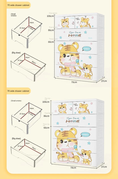 78 wide thickened plastic drawer storage cabinet, baby children's wardrobe, toys, multi-layer storage cabinet, chest of drawers