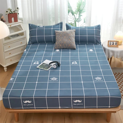 Solstice Home Textile Girl Kid Teen Bedding Fitted Sheet Flower Blue Cartoon Smiley Face 1Pcs Boy Bed Mattress Cover Double Bed
