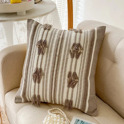 Home Decor Cushion Cover Throw Pillow Cover Yellow Grey Coffee Pink Boho Style Tassels for Living Room Bed Room 45x45cm/30x50cm