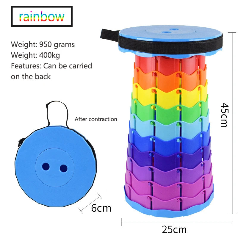 Portable Folding Stool Lightweight Plastic Subway Queuing Chair And Outdoor Camping Fishing with Carry Bag Telescopic Stool