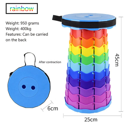 Portable Folding Stool Lightweight Plastic Subway Queuing Chair And Outdoor Camping Fishing with Carry Bag Telescopic Stool